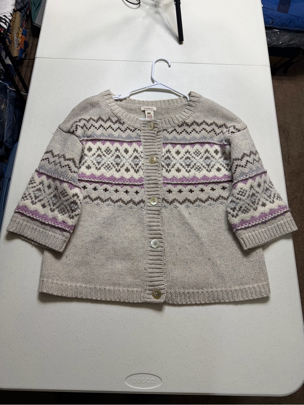 Sundance wool blend sweater women M multi Fair Isle knit button front cardigan